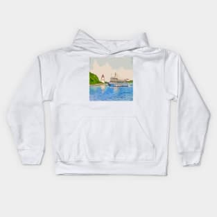 Tobermory Big Tub Lighthouse and Glass Bottom Boat - WelshDesigns Kids Hoodie